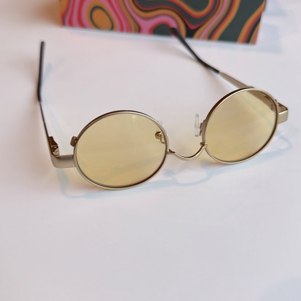 Caddis Uripiter blue light reading glasses in Matte gold and yellow lens 1.0